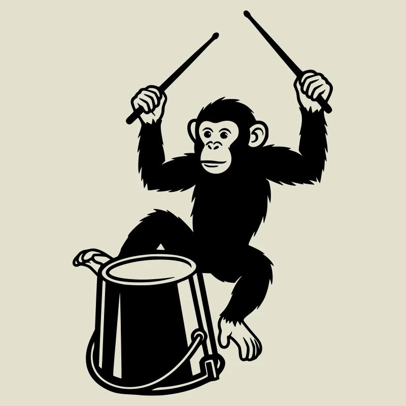 Drum Playing Monkey Cartoon Illustration
