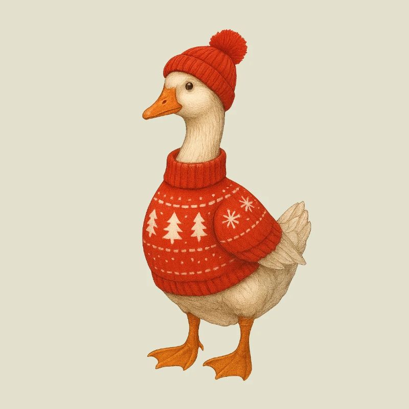 Gans im Strickpullover