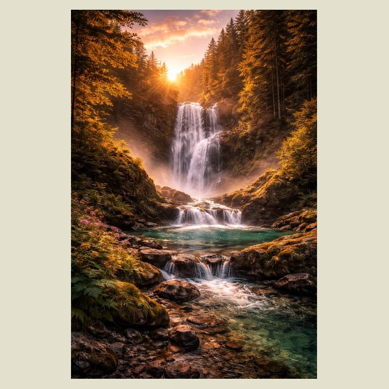 Wasserfall in der Abendsonne