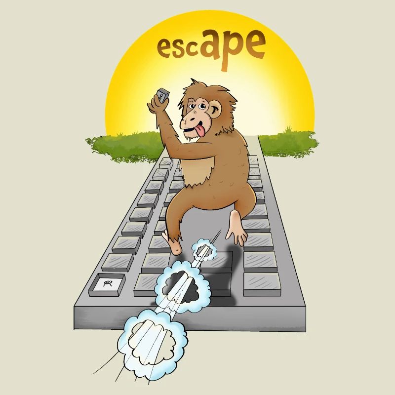 Humorous monkey design with keyboard