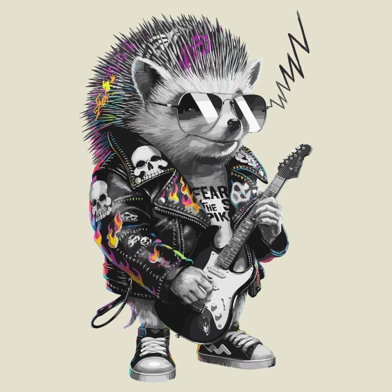 Punkig Igel mit E-Gitarre