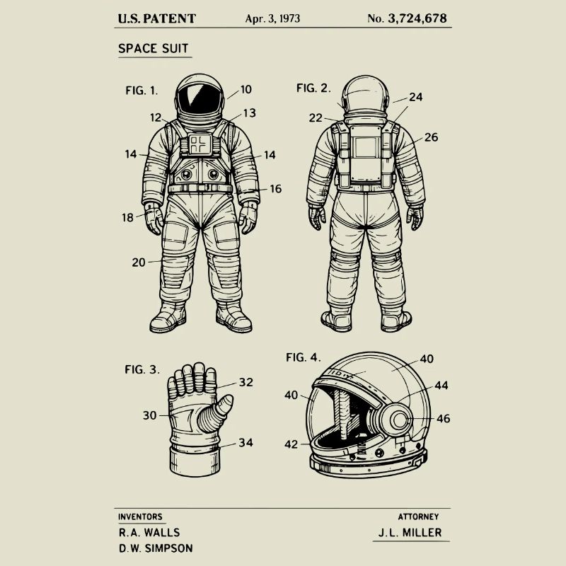 Plan de brevet de combinaison spatiale