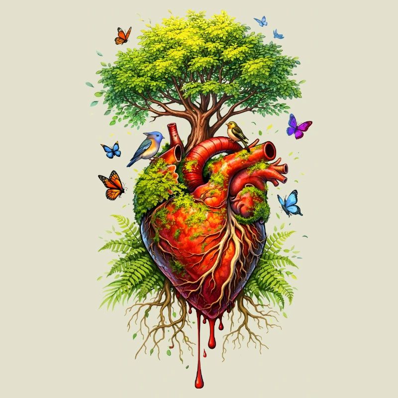 A tree grows on an anatomical heart