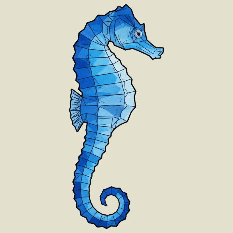 Hippocampe polygone bleu