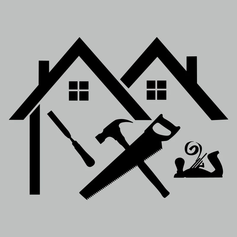 Carpenter logo house hammer saw chisel and planer