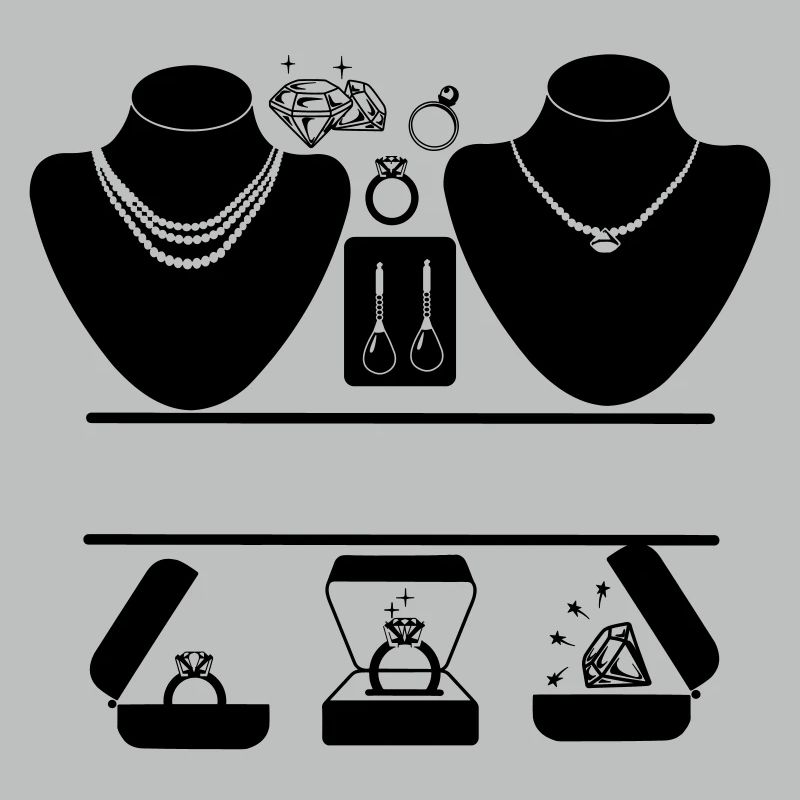 Logo de bijoutier avec bagues, diamants