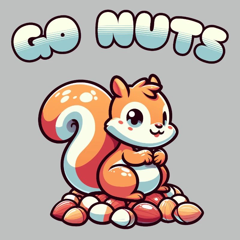 Squirrel Sitting on Nuts Cartoon Tee