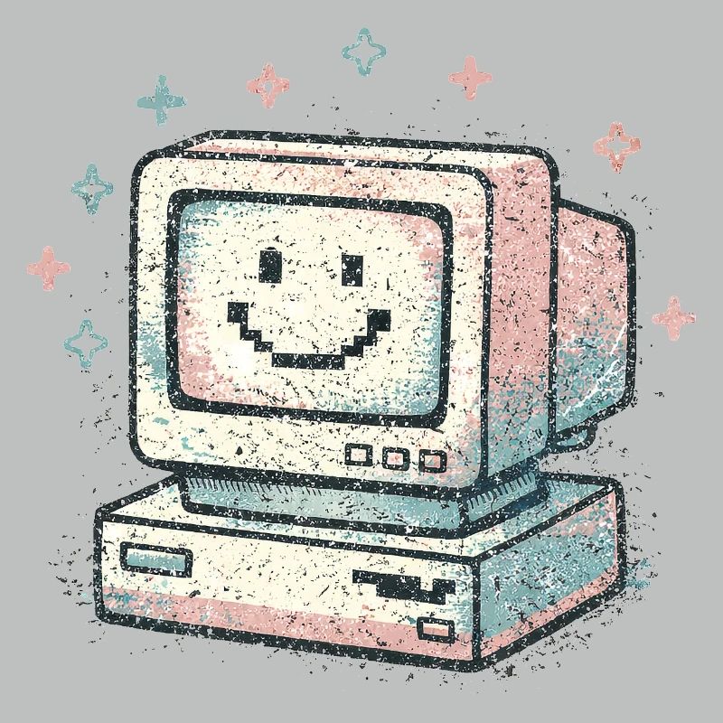 Süßer Retro-Computer Vintage 80s Tech Style