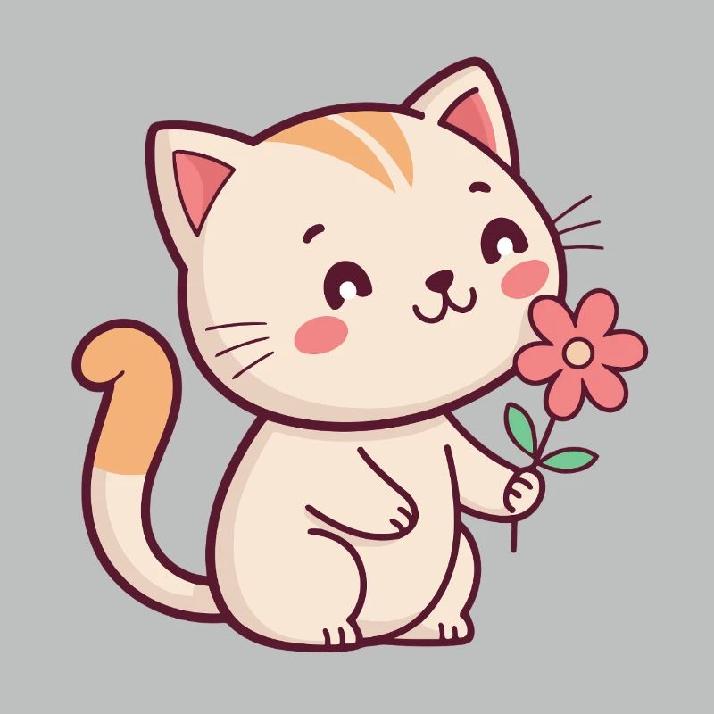 Chaton et fleur