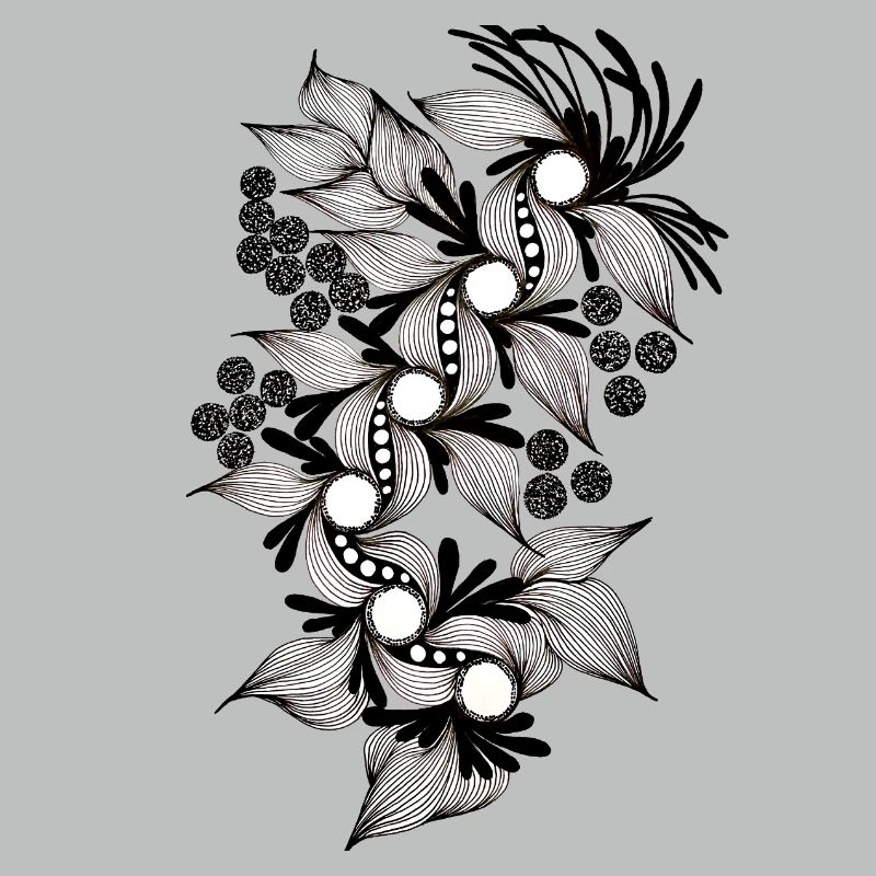 Spirale de fleurs noires et blanches