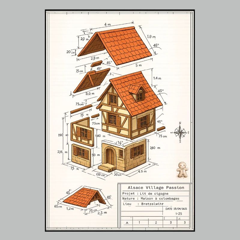 Maison colombages Alsacienne plan architecte 