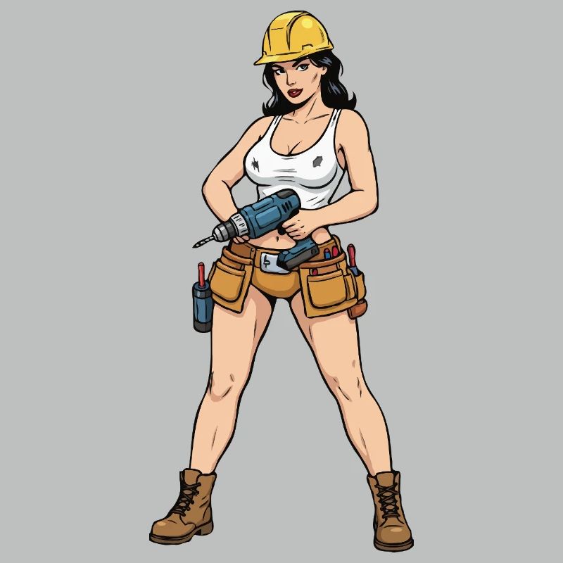 Pin-up construction worker