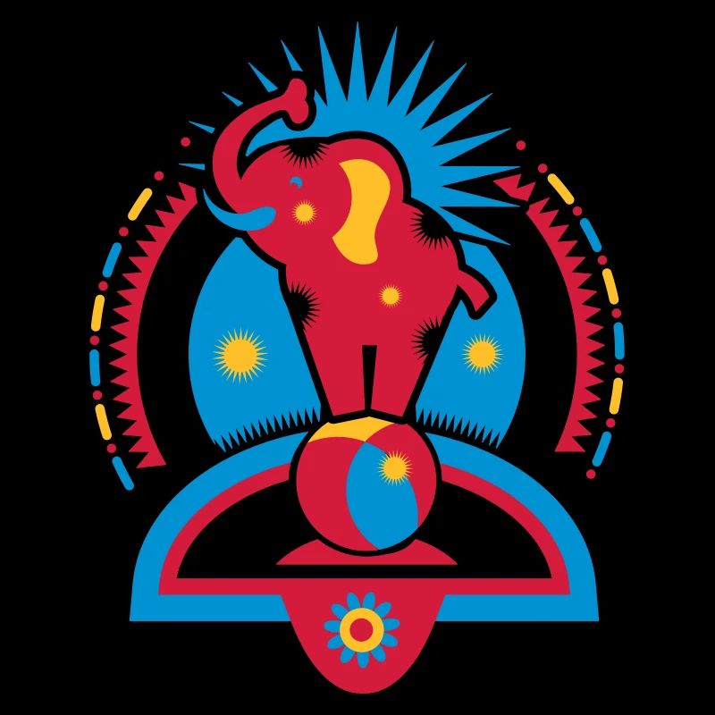 Un éléphant de cirque sur un ballon dans le ring