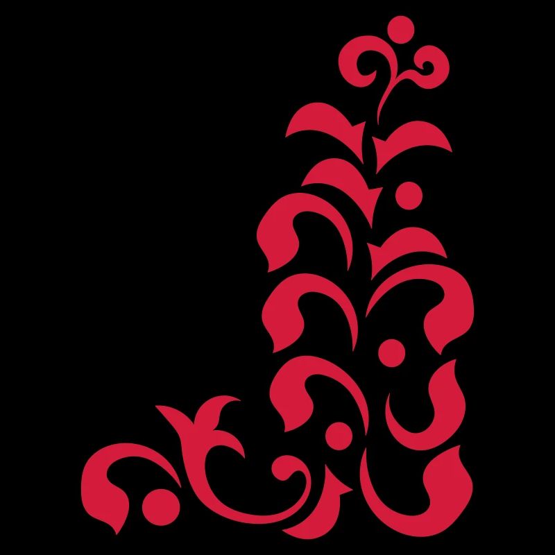 Rote Ornamentik auf Schwarz