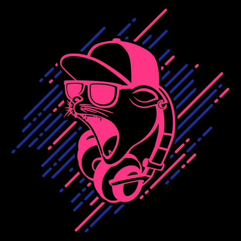 Coole Katze mit Kopfhörern