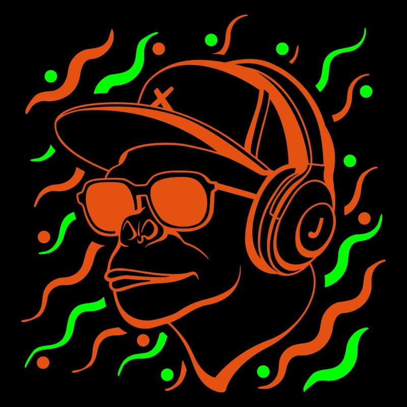 Cool monkey with headphones