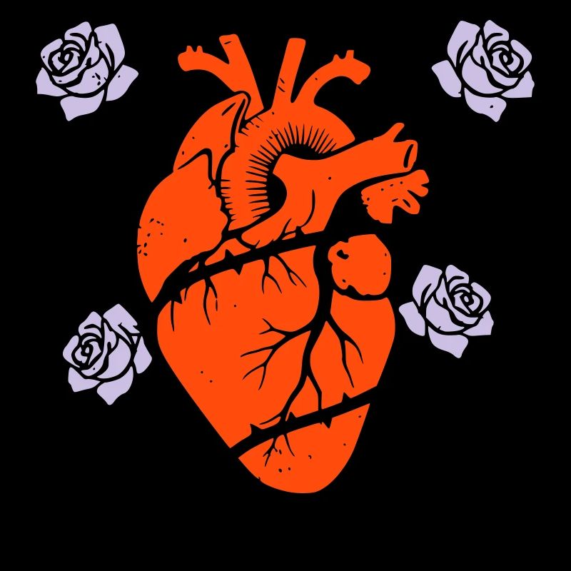 Anatomisches Herz Rosen Bunt