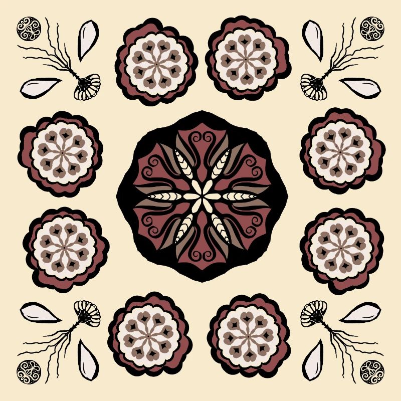 Dark flower mandala pattern