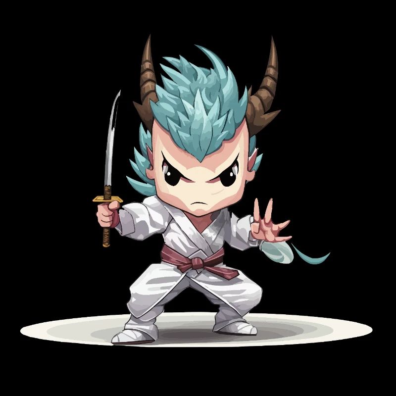 Chibi Krieger mit Katana