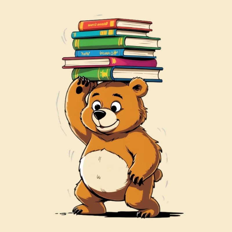 Lernbär mit Bücherstapeln
