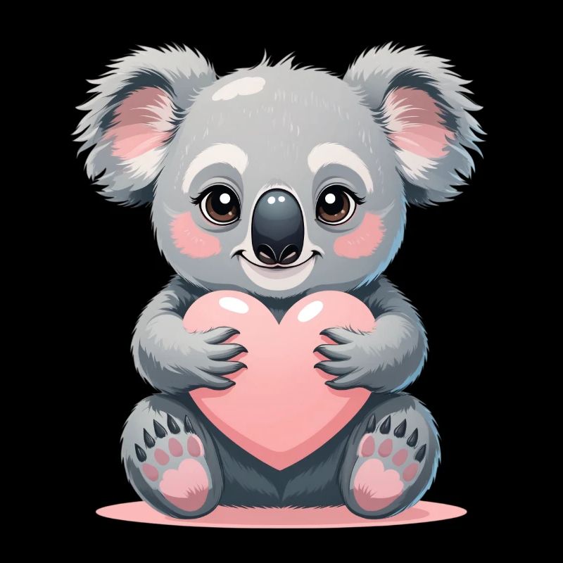 Cuddly koala with a heart