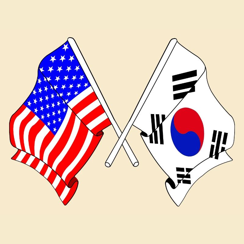 Drapeau des États-Unis et drapeau de la Corée du Sud