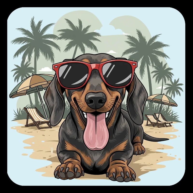 Teckel de plage Teckel Teckel avec lunettes cool