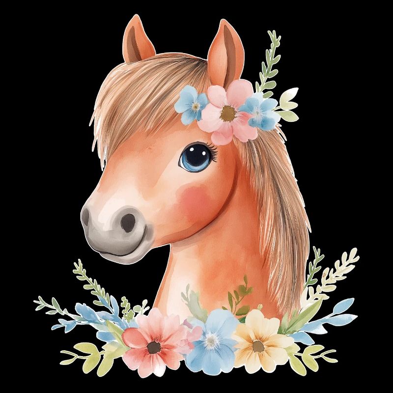 Cheval mignon avec des fleurs