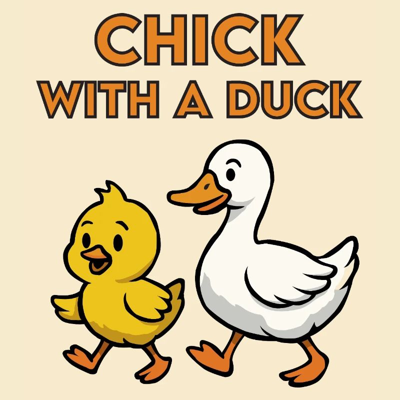 chick with a duck