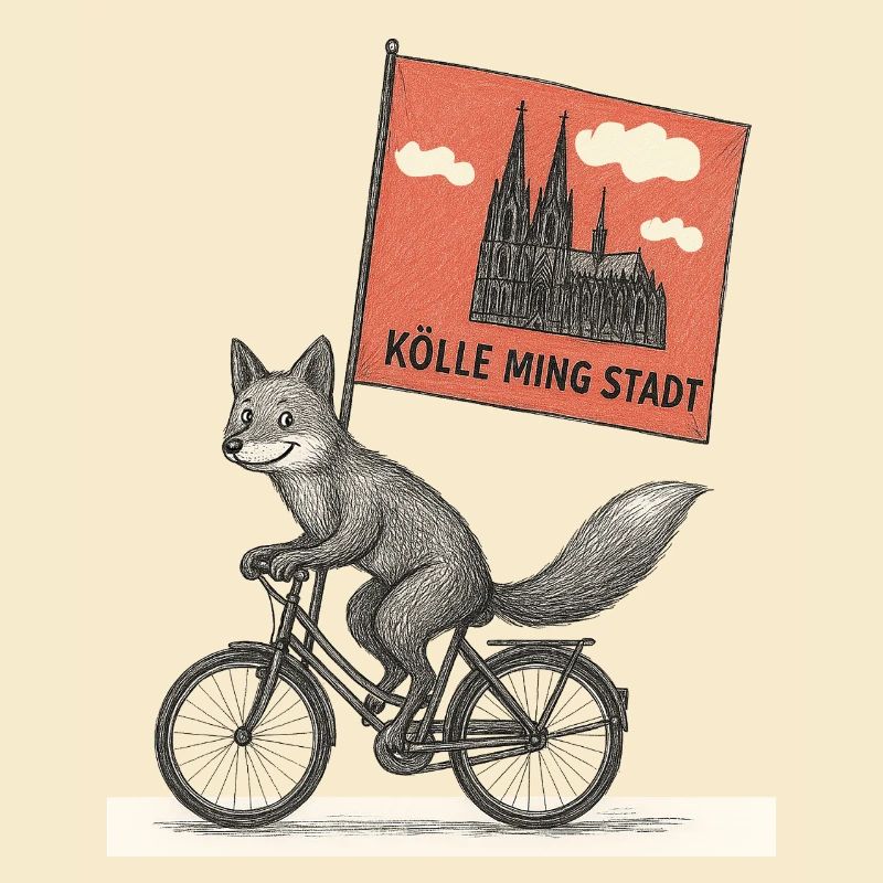 Cologne Fox on Bicycle