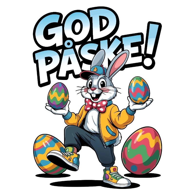 Easter bunny with colorful eggs
