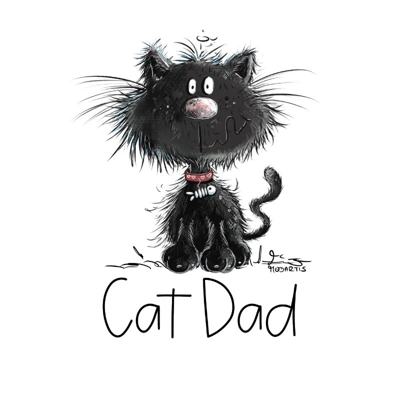 Droll black cat with cats daddy saying