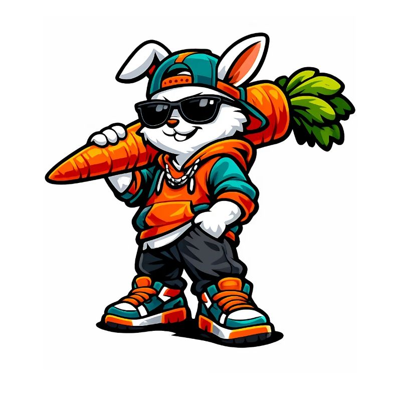 Funny Easter Bunny with Carrot Rabbit