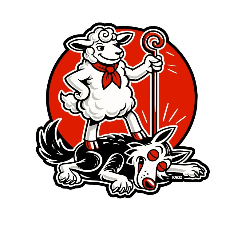 Héros mouton avec un escroc