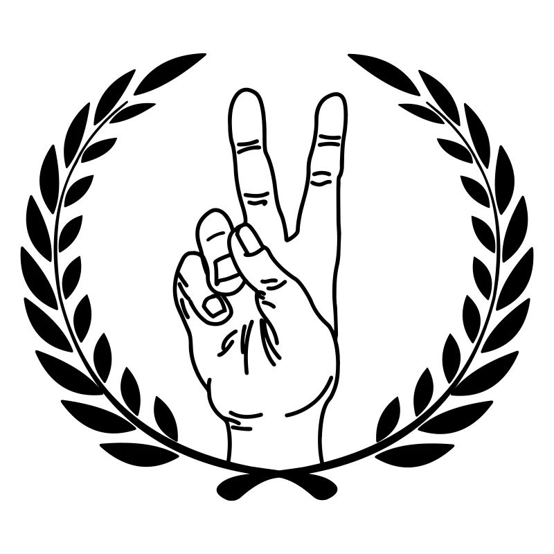 Peace-Zeichen im Lorbeerkranz Handgeste Frieden PEACE