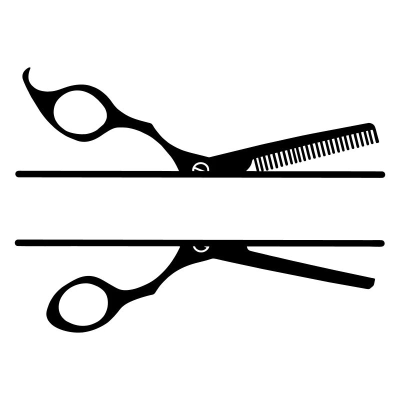 Bannière texte logo coiffeur peigne ciseaux