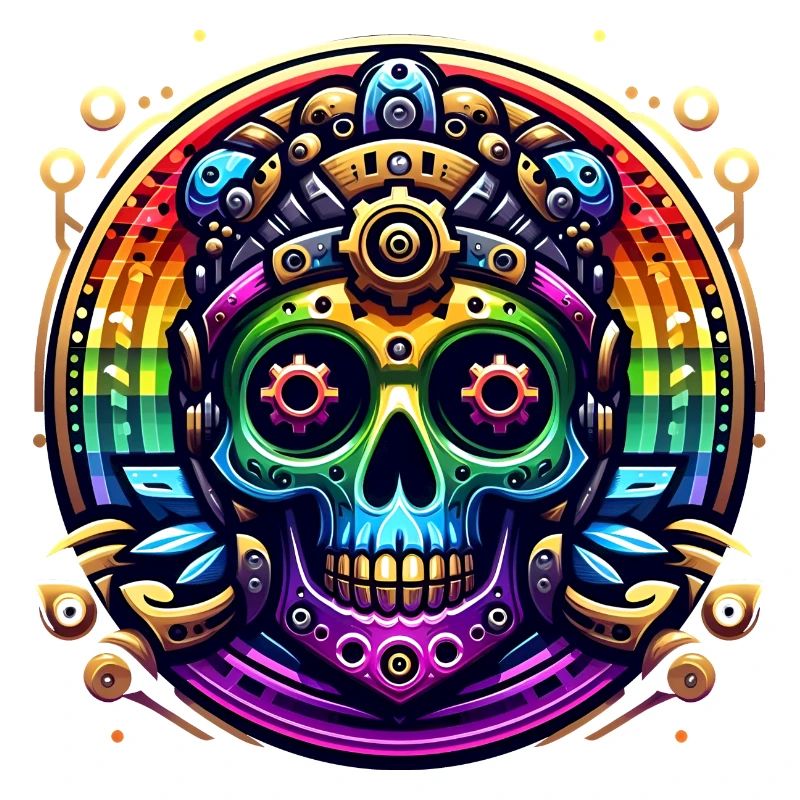 Metallic Rainbow Skull 2
