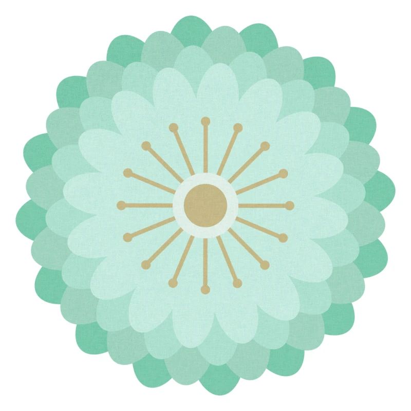 Vert menthe et fleur dorée