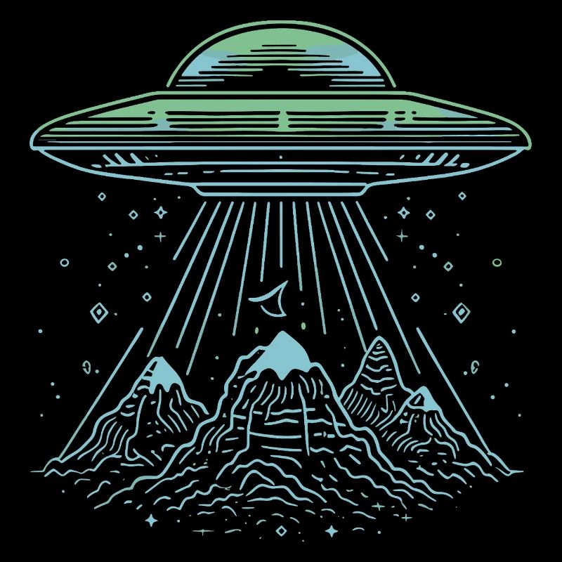 UFO Mountain Abduction - Mysterious Sci-Fi Design