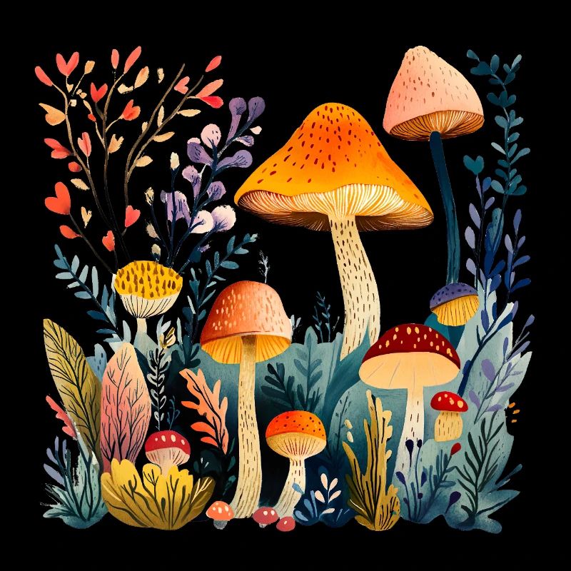 Groupe de champignons forestiers dans la forêt d’automne
