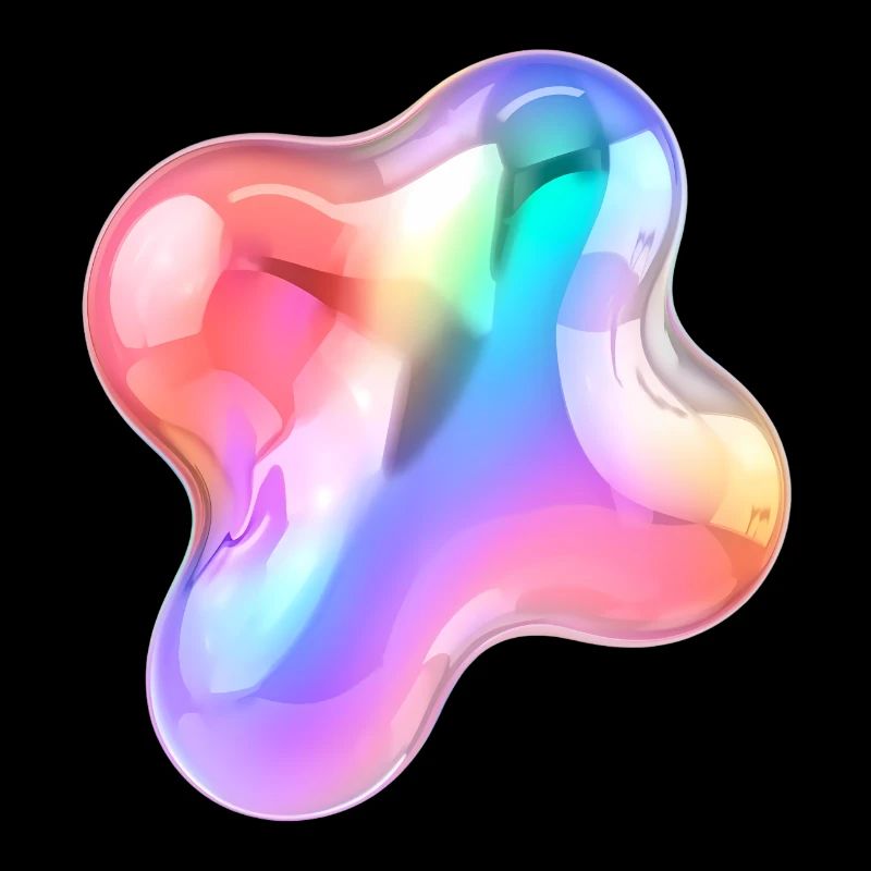 Rainbow Glossy Abstract Blob Design
