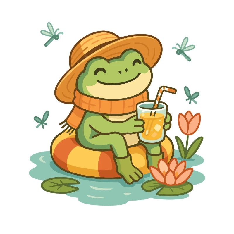 Summer Frog – Cozy Frog with Lemonade