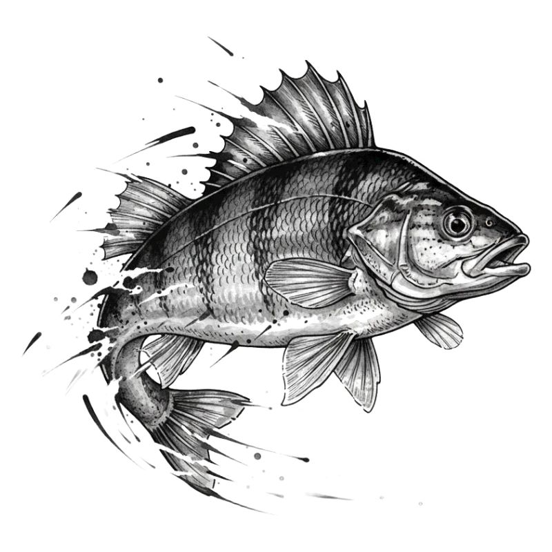 Perche Perch Ink Tattoo Vector de pêche