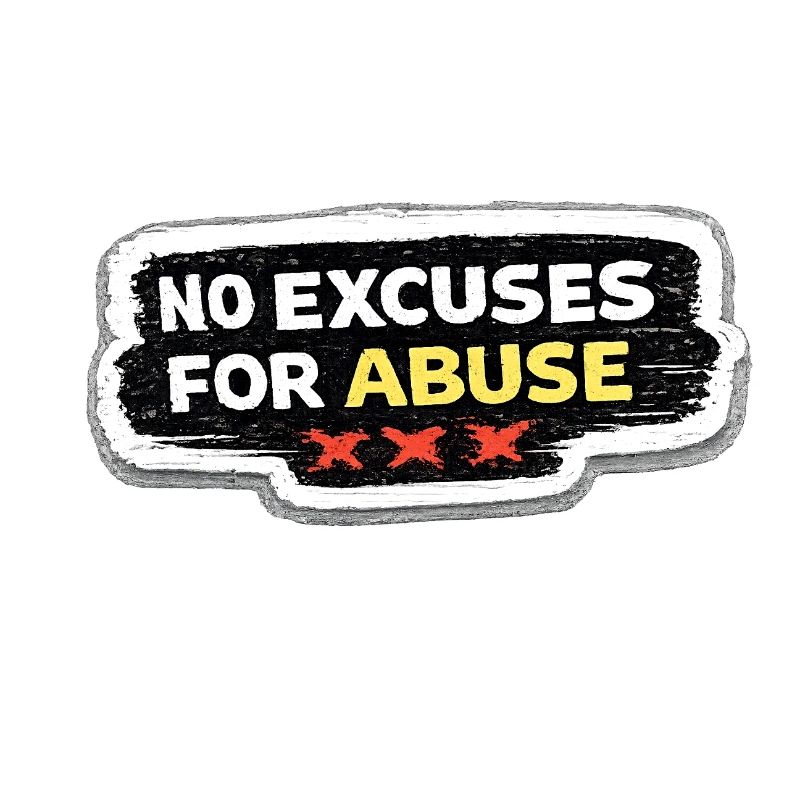 Pegatina de concienciación antiabuso sin excusas para abusos