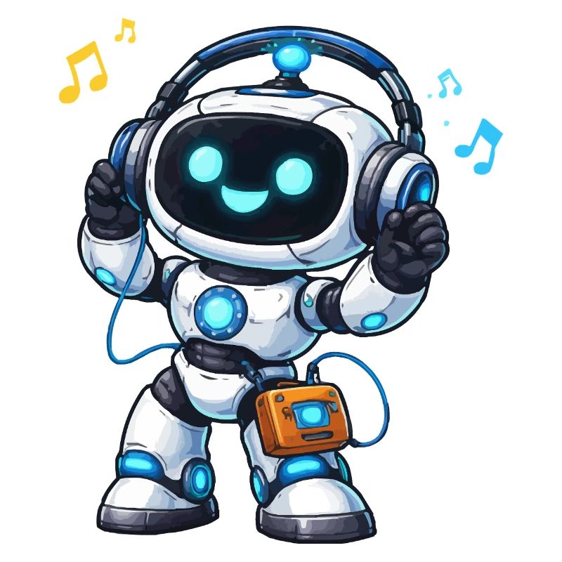 Weltraum-Roboter DJ mit Kopfhörern