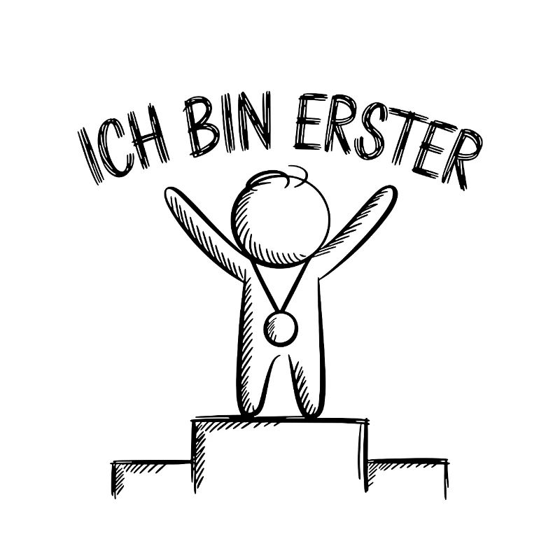 Ich bin Erster Jubel am Podest