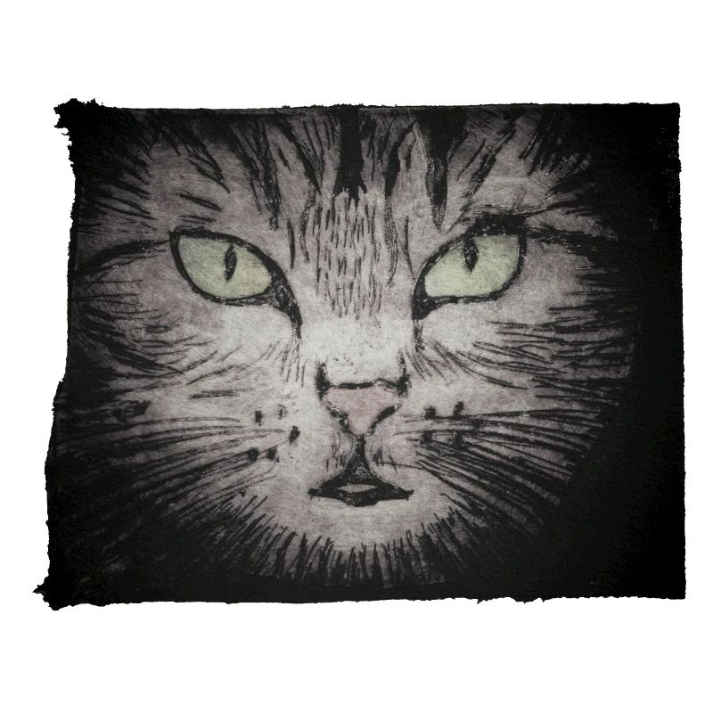 Katze schwarz - handgeschnitzte Druckvorlage