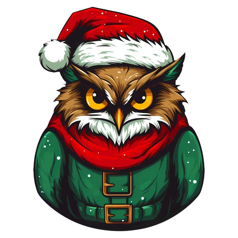 Weihnachtseule im Grünpullover