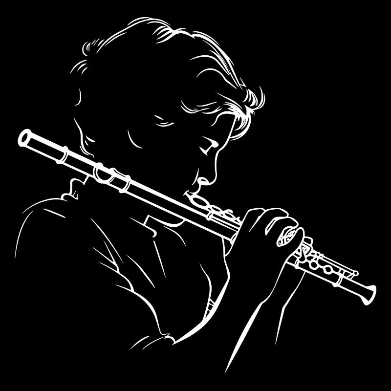 Flötenjunge Line Art