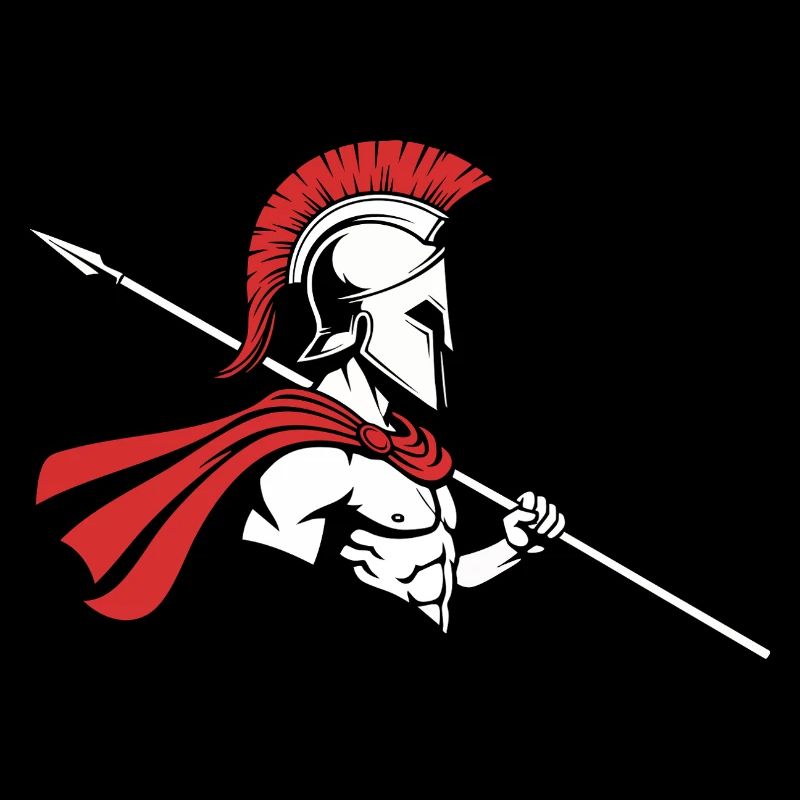 Spartiate de Profil Lance Logo Mascotte Warrior